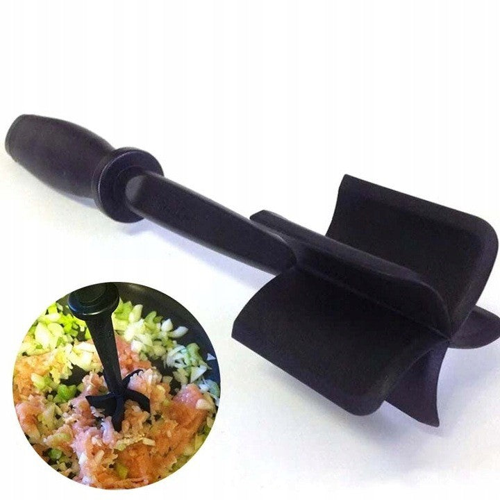 Tocator de Carne Manual, Flippy, cu Lama pentru Tocarea si Amestecarea Carnii, 28x6cm, cu 5 Lame Curbate, Rezistent la Caldura, Multifunctional, Plastic Rezistent, Negru-1