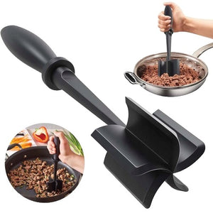 Tocator de Carne Manual, Flippy, cu Lama pentru Tocarea si Amestecarea Carnii, 28x6cm, cu 5 Lame Curbate, Rezistent la Caldura, Multifunctional, Plastic Rezistent, Negru-0