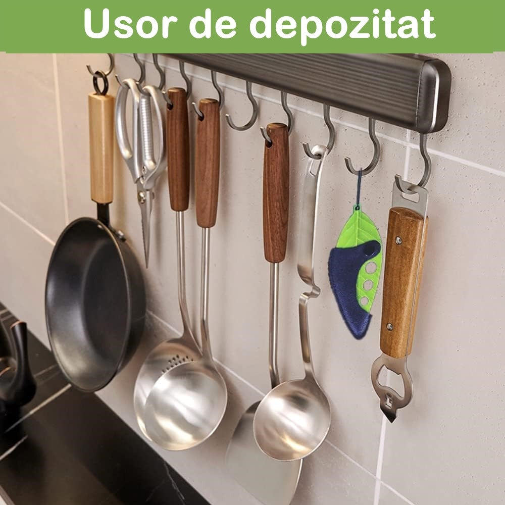 Tocator manual pentru ierburi Flippy, instrument de curatat frunze, tocator, margini ascutie, 9 gauri de diferite dimensiuni, multifunctional, material otel inoxidabil, rezistent la rugina, 14 x 5.5 cm, verde-1