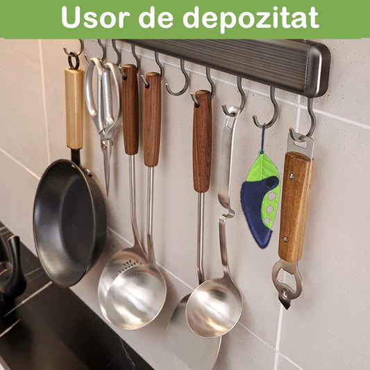 Tocator manual pentru ierburi Flippy, instrument de curatat frunze, tocator, margini ascutie, 9 gauri de diferite dimensiuni, multifunctional, material otel inoxidabil, rezistent la rugina, 14 x 5.5 cm, verde-1