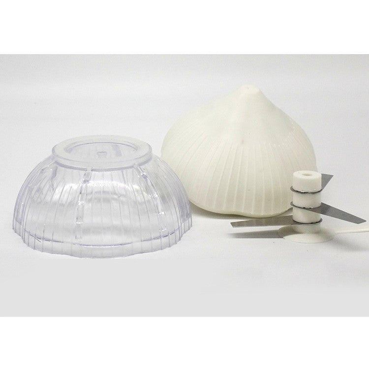 Tocator manual pentru usturoi, in forma de usturoi, cutite rezistente, utilizare prin apasare, material ABS si inox, 9.5x9.5x9.3 cm, alb-4