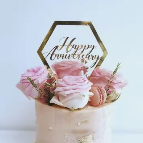 Topper Tort Happy anniversary, Auriu-0