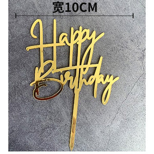 Topper tort Happy Birthday, 10 cm, auriu, model 1-0