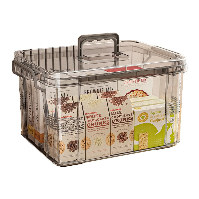 Cutie De Depozitare, Flippy, Tip Valiza, pentru Alimente, Jucarii, Accesorii, Transparent-Gri, Marime M, 31.5x23x19 cm-0