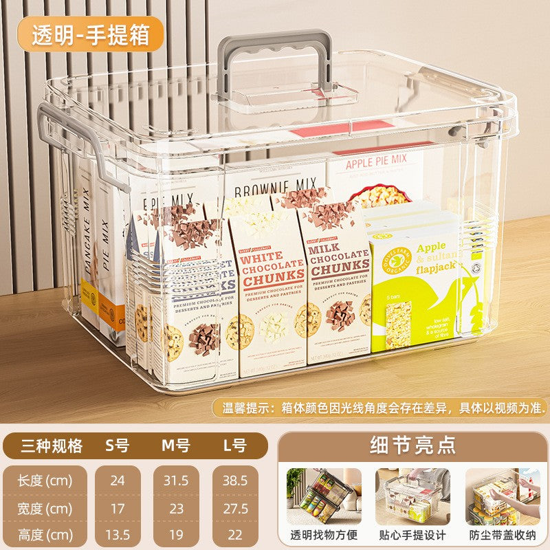 Cutie De Depozitare, Flippy, Tip Valiza, pentru Alimente, Jucarii, Accesorii, Transparenta, Marime M, 31.5x23x19 cm-0
