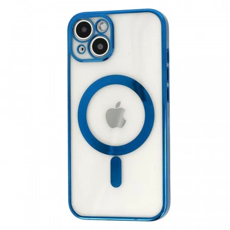 Husa MagSafe pentru Apple iPhone 14 Pro, Full Cover, Protectie camera, Margini colorate Electroplating, Magnetica, Incarcare Wireless, Flippy, Albastru-1