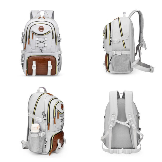 Rucsac Multifunctional pentru Calatorie, Flippy, pentru Alpinism, Voiaj, Drumetii, din Panza Oxford, 34x16x52 cm, Alb-1