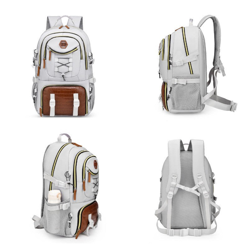 Rucsac Multifunctional pentru Calatorie, Flippy, pentru Alpinism, Voiaj, Drumetii, din Panza Oxford, 34x16x52 cm, Alb-1