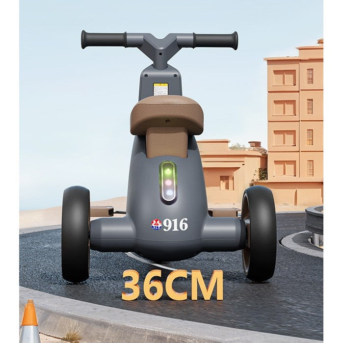 Tricicleta pentru Copii, Flippy, Exercitiu de Echilibru, pentru 1-6 Ani, Functie de Lumini si Sunete, cu Pedale, din Plastic, Roti Gonflabile, Greutate Portanta 60 kg, 57 x 36 x 47 cm, Gri