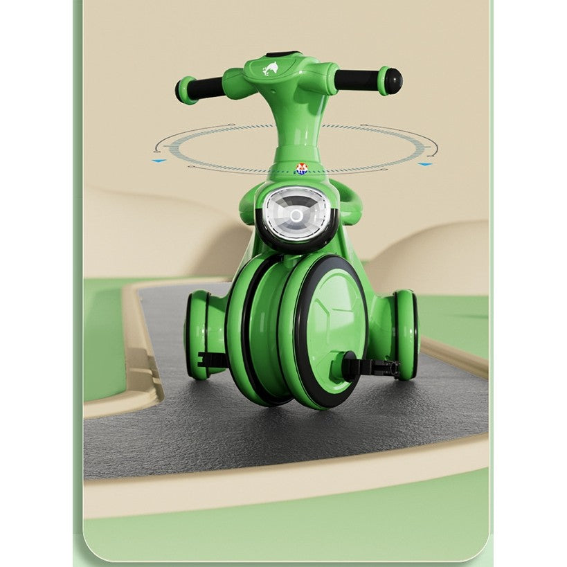 Tricicleta pentru copii Flippy, pedalare, impingere, lumini si sunete, pedale antiderapante, material dur, cos depozitare, varsta peste 18 luni, 80x40x52 cm, verde-3