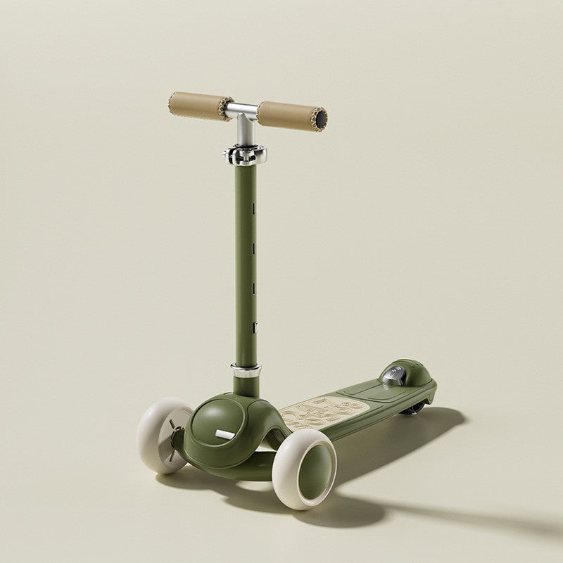 Trotineta Tip Carucior pentru Copii 7in1, Flippy, Pliabila, Ghidon Reglabil, Parti Detasabile, Lumini LED, Muzica, Suport pentru picioare, Verde-3