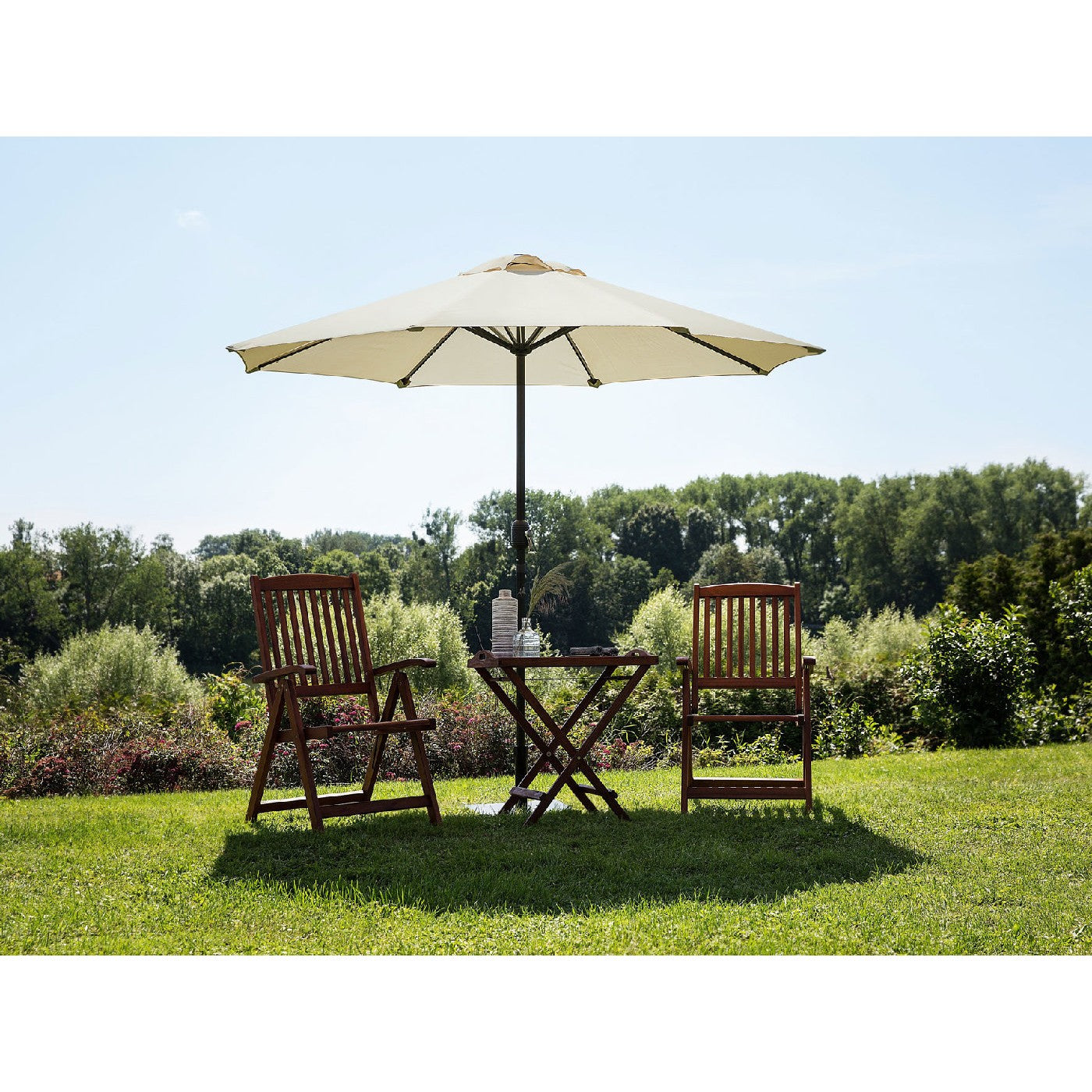 Umbrela rotunda de soare Flippy pentru terasa, diametru 2.70 m, inclinare, manivela, crem-8