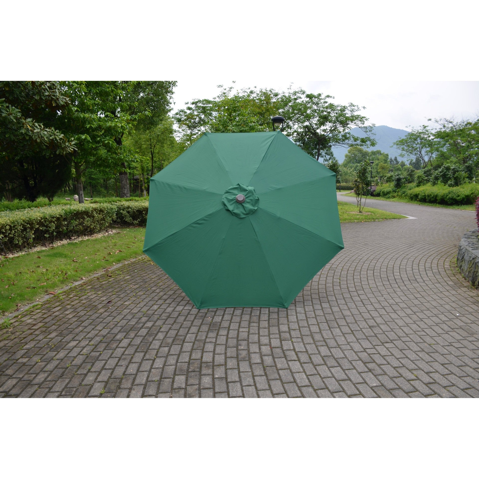 Umbrela Rotunda de Soare pentru Terasa sau Gradina, Flippy, Diametru 2.70 m, Inaltime 2.80 m, 9 Brate, Manivela, Diametru Tija 35 mm, Inclinare, Verde-1