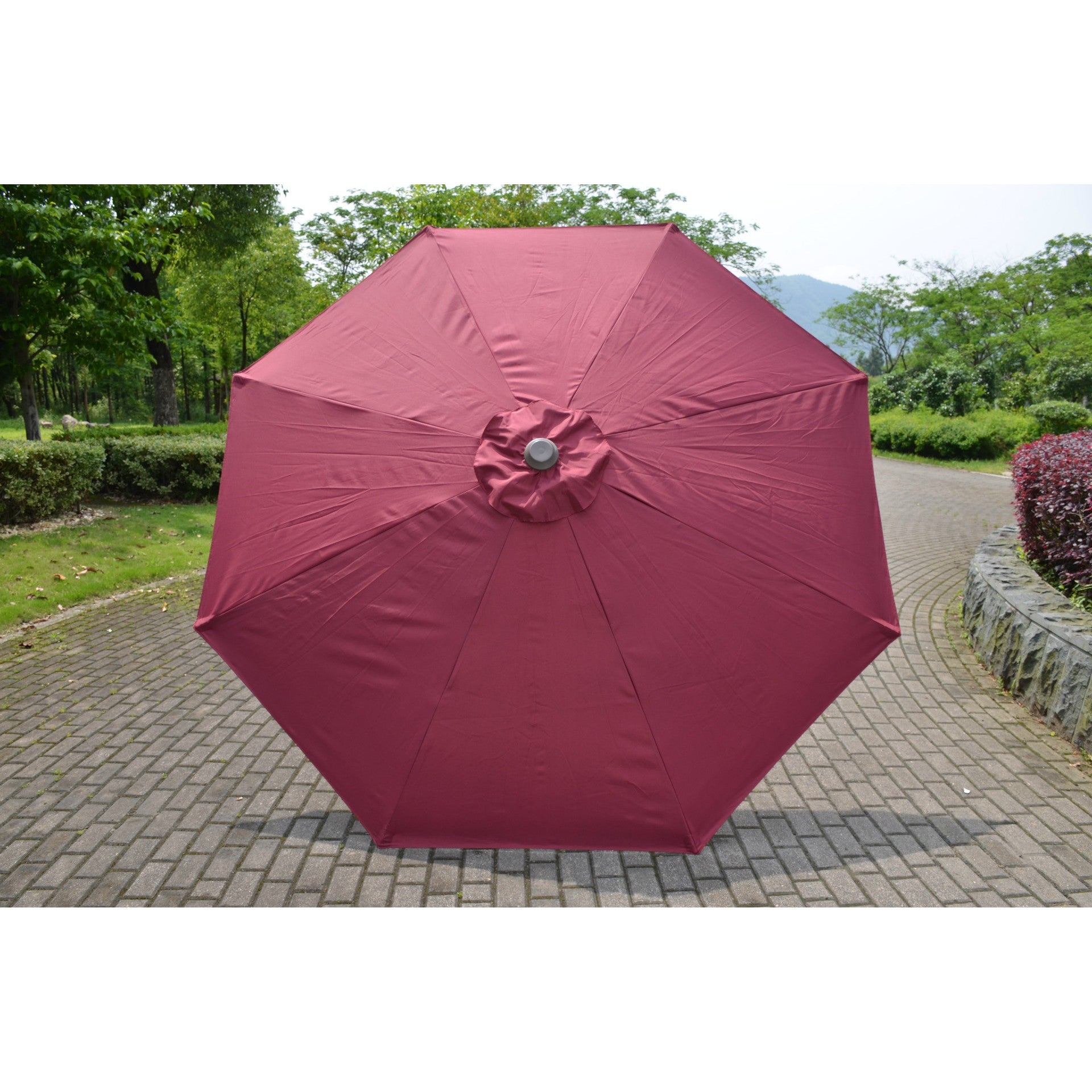 Umbrela rotunda de soare Flippy pentru terasa, diametru 2.70 m, manivela, rosu-1