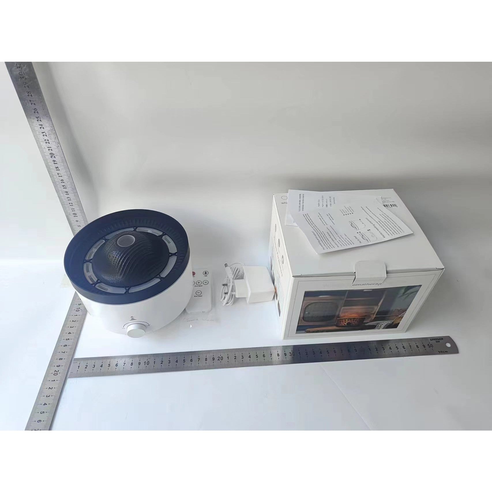 Umidificator de tip vulcan, Flippy, cu aromaterapie, cu telecomanda, 560 ml, model V21A, alb-9