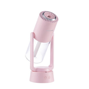 Umidificator si Purificator aer ultrasonic portabil, rezervor 200ml, cu ioni negativi, LED 7 culori, rotatie 360 grade, Roz-0