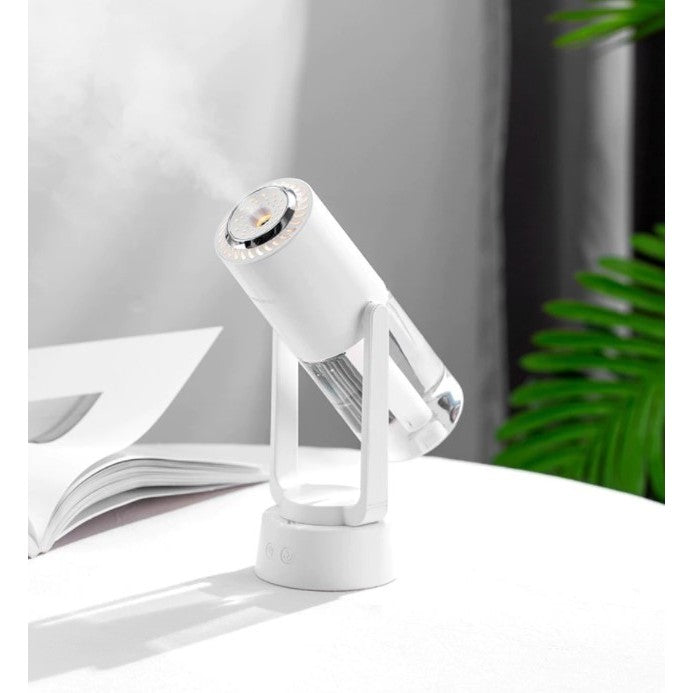 Umidificator si Purificator aer ultrasonic portabil, rezervor 200ml, cu ioni negativi, LED 7 culori, rotatie 360 grade, Alb-2