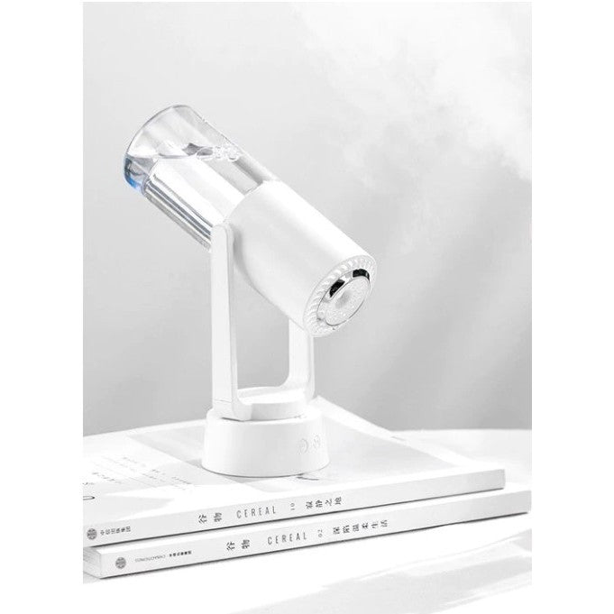 Umidificator si Purificator aer ultrasonic portabil, rezervor 200ml, cu ioni negativi, LED 7 culori, rotatie 360 grade, Alb-3