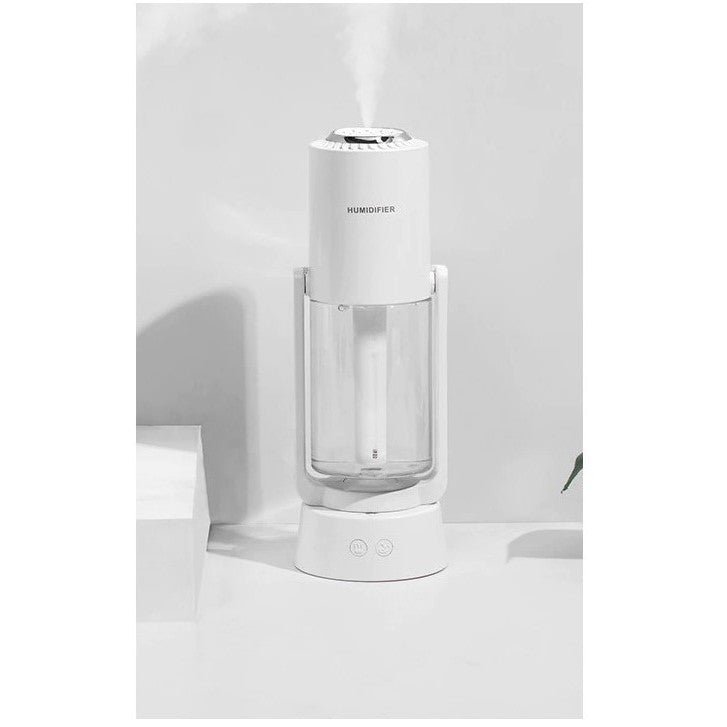 Umidificator si Purificator aer ultrasonic portabil, rezervor 200ml, cu ioni negativi, LED 7 culori, rotatie 360 grade, Alb-6