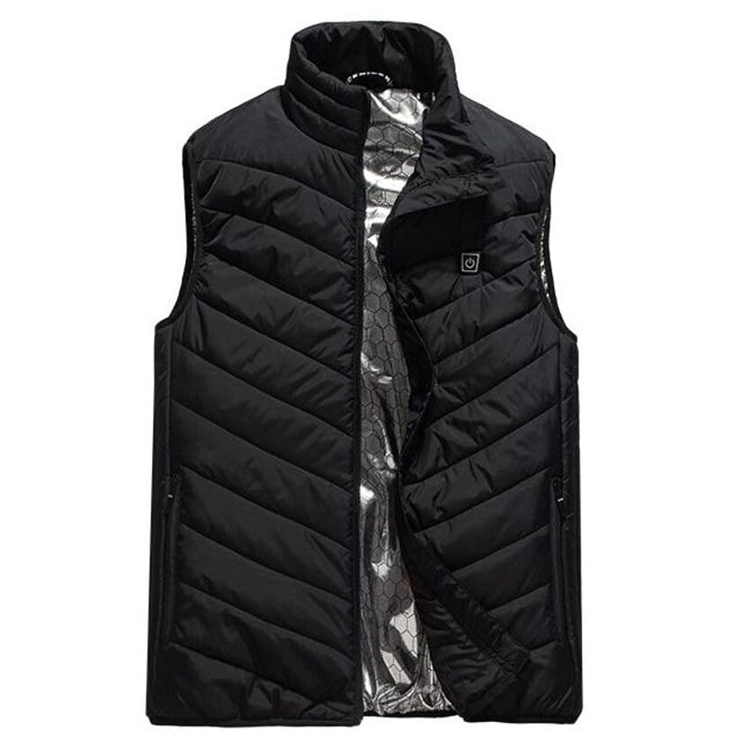 Vestă Unisex Incălzită, Flippy, din Bumbac, cu 4 zone de Incălzire, Toamnă-Iarnă, Incărcare USB, Neagră, Marimea S-2