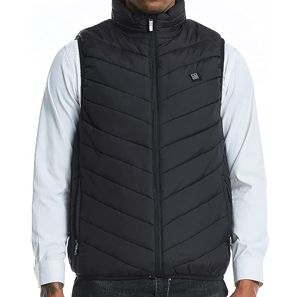 Vestă Unisex Incălzită, Flippy, din Bumbac, cu 4 zone de Incălzire, Toamnă-Iarnă, Incărcare USB, Neagră, Marimea S-3