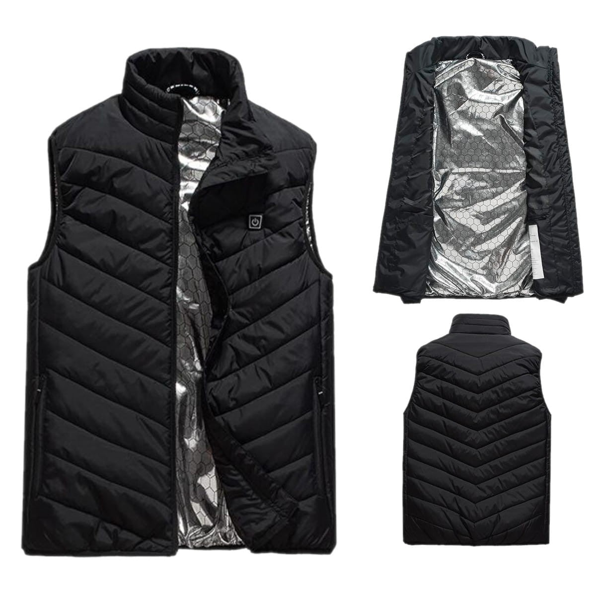 Vestă Unisex Incălzită, Flippy, din Bumbac, cu 4 zone de Incălzire, Toamnă-Iarnă, Incărcare USB, Neagră, Marimea S-4