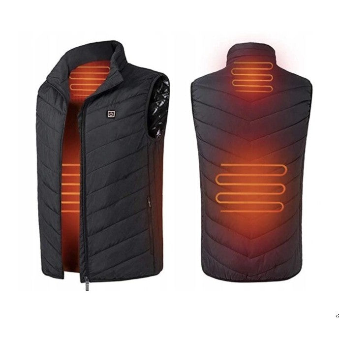 Vestă Unisex Incălzită, Flippy, din Bumbac, cu 4 zone de Incălzire, Toamnă-Iarnă, Incărcare USB, Neagră, Marimea S-5