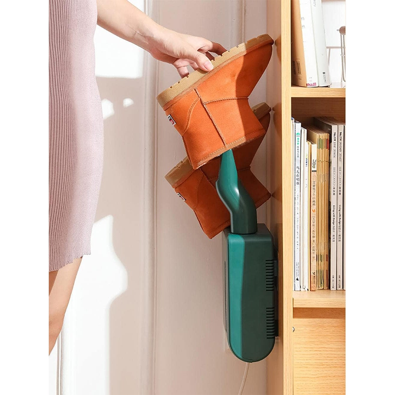 Uscator de Pantofi, Flippy, Functie de Uscare, Dezinfectie, Dezodorizare, Montaj pe Perete fara Perforare, din PVC, Silentios, Timer, Verde-5