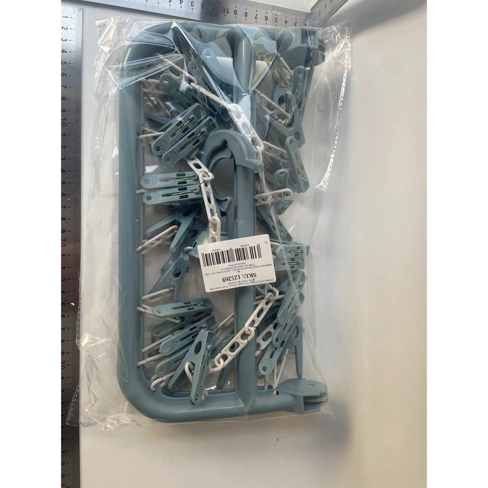 Uscator de rufe Flippy, 32 de cleme, Plastic, Pliabil, rotire 360 grade, 32x32 cm, Albastru-5