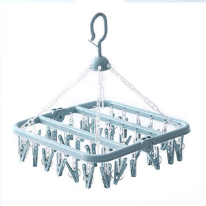 Uscator de rufe Flippy, 32 de cleme, Plastic, Pliabil, rotire 360 grade, 32x32 cm, Albastru-0