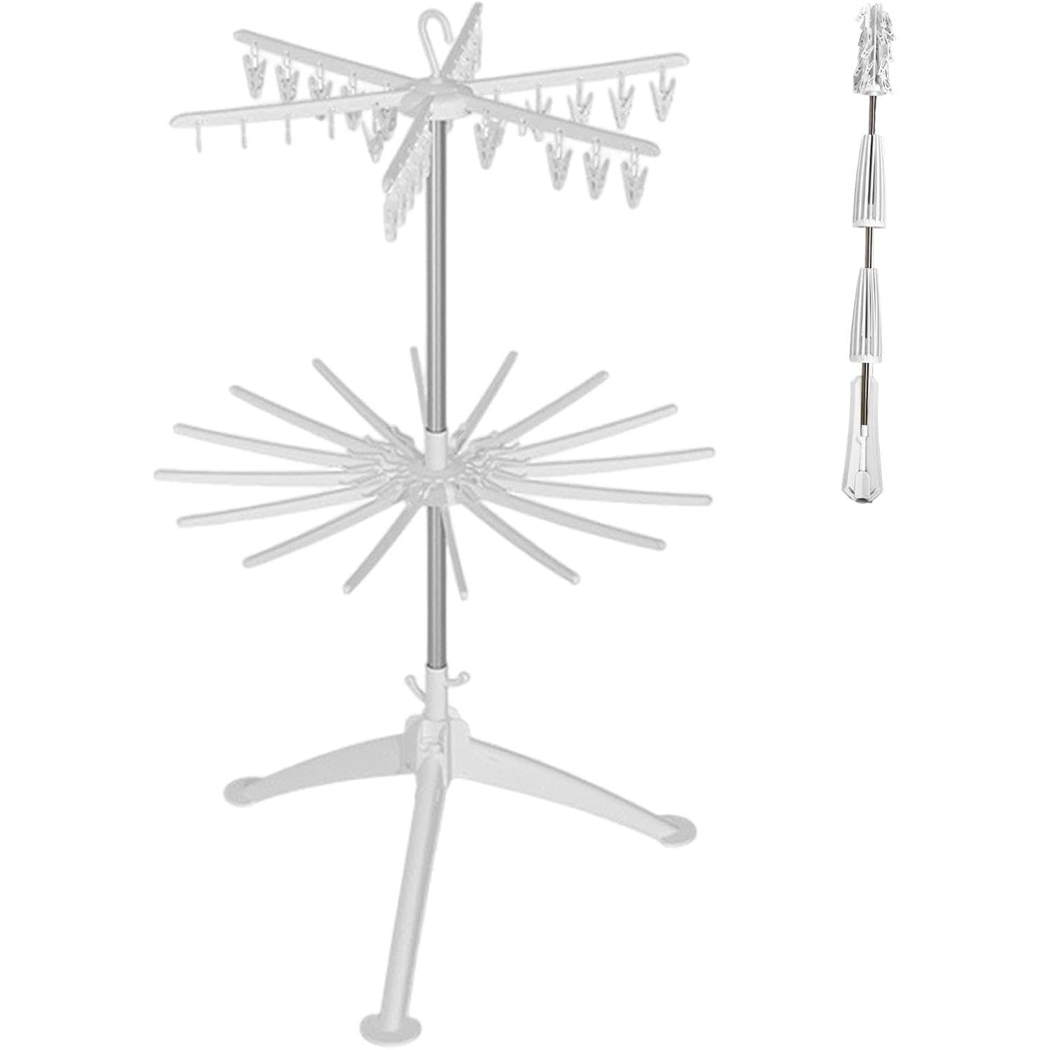 Uscator de Rufe Vertical, Flippy, 2 Niveluri, Pliabil, din ABS+PP+Otel Inoxidabil, Rotire 360 Grade, 130 x 75 cm, Alb-3