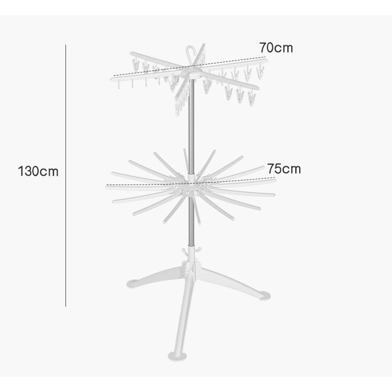 Uscator de Rufe Vertical, Flippy, 2 Niveluri, Pliabil, din ABS+PP+Otel Inoxidabil, Rotire 360 Grade, 130 x 75 cm, Alb-5