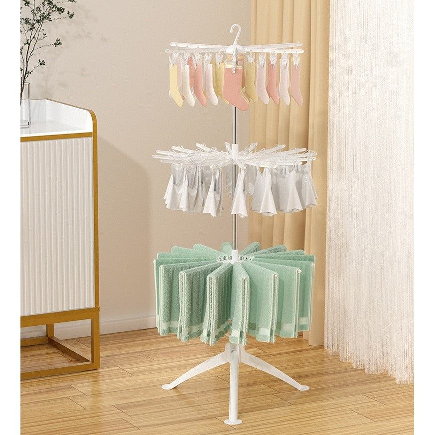 Uscator de Rufe Vertical, Flippy, 3 Niveluri, Pliabil, din ABS+PP+Otel Inoxidabil, Rotire 360 Grade, 178.7 x 75 cm, Alb-6