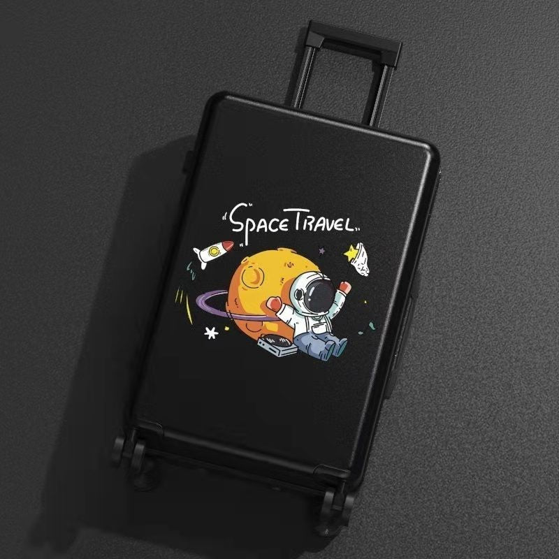 Troler de Calatorie, Flippy, 56 x 35 x 22 cm, 4 Roti, Maner Reglabil, din ABS, cu Fermoar, Blocare cu Cod, Impermeabil, Model Astronaut, Negru-7