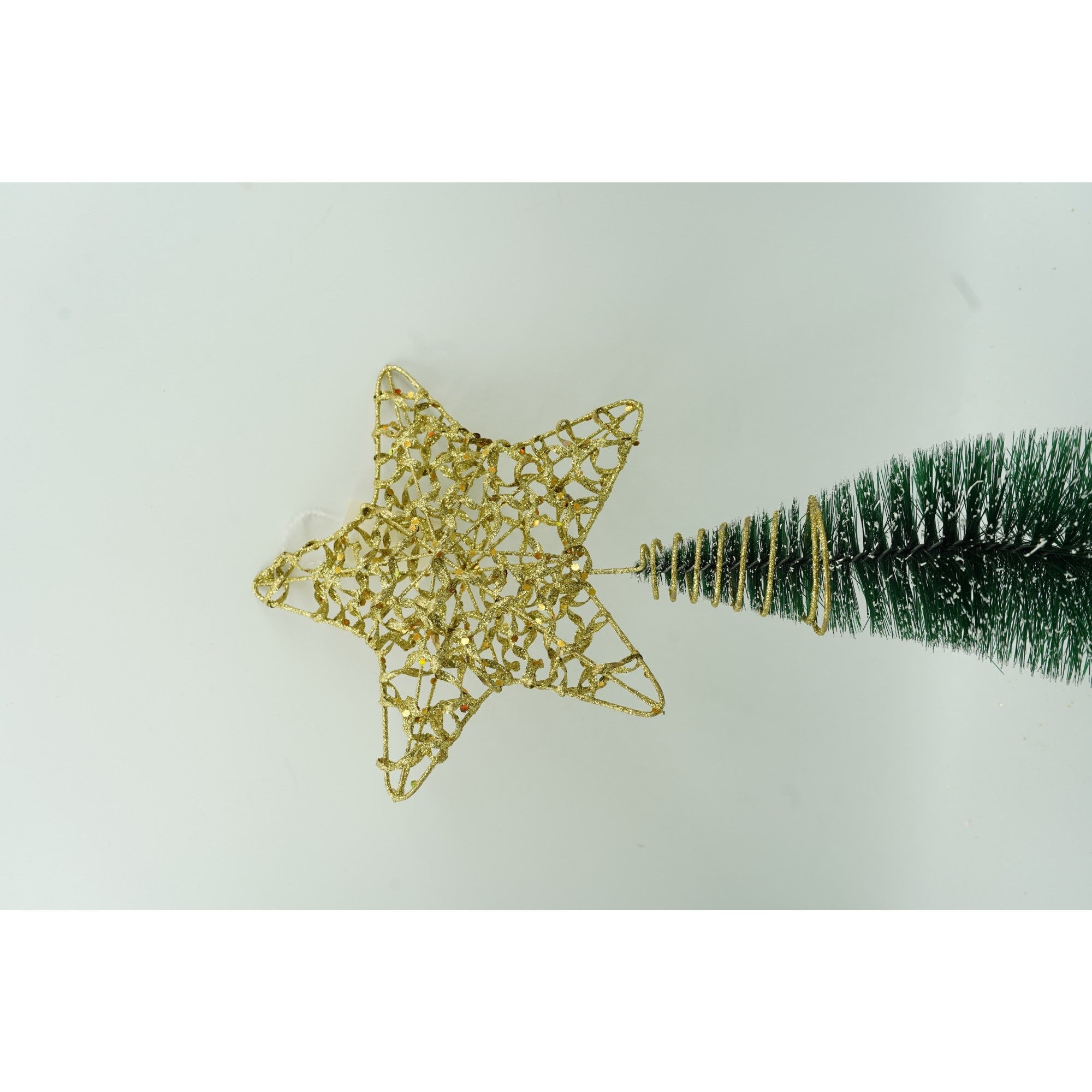 Varf decorativ de brad, Auriu, in forma de Stea, design cu paiete, din Plastic/Metal, 18 cm x 23 cm, Interior/Exterior, Flippy-3