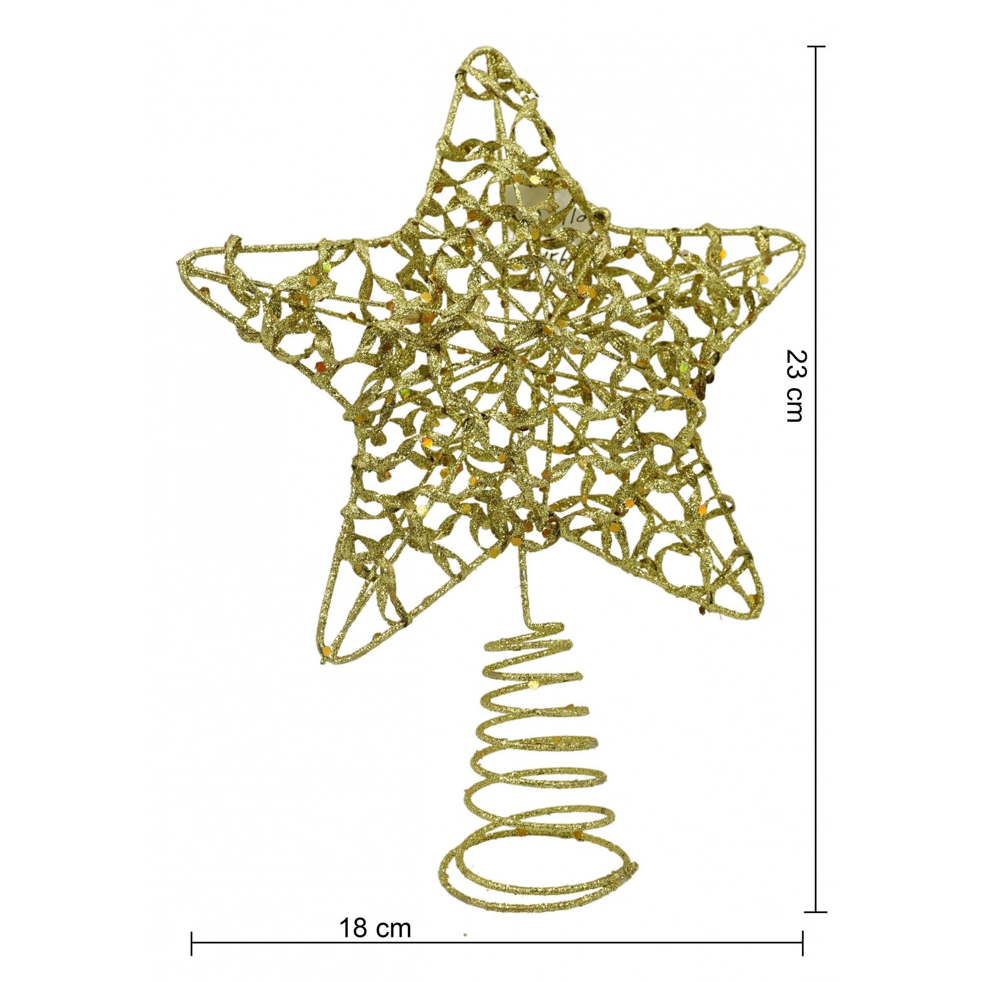 Varf decorativ de brad, Auriu, in forma de Stea, design cu paiete, din Plastic/Metal, 18 cm x 23 cm, Interior/Exterior, Flippy-5