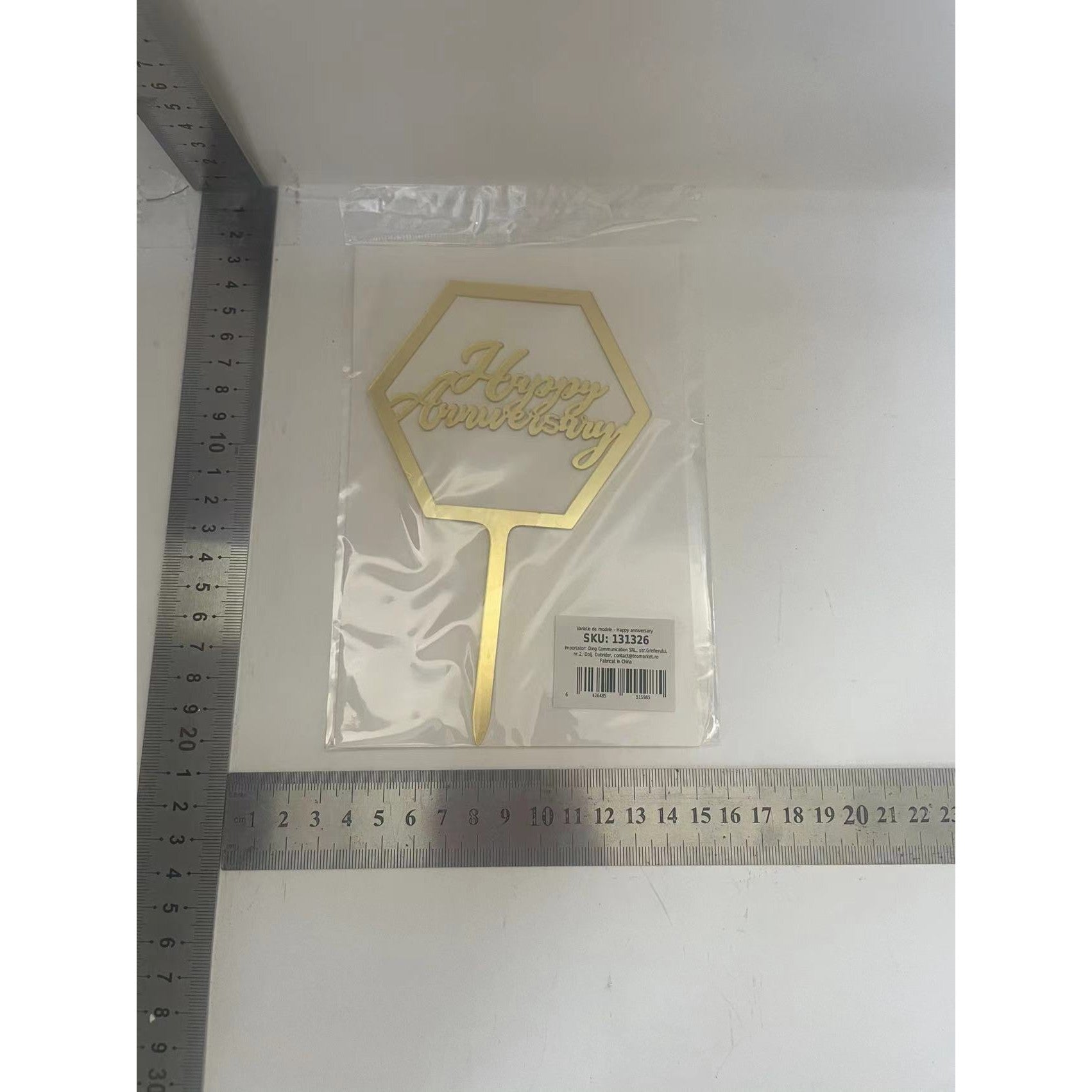 Topper Tort Happy anniversary, Auriu-1