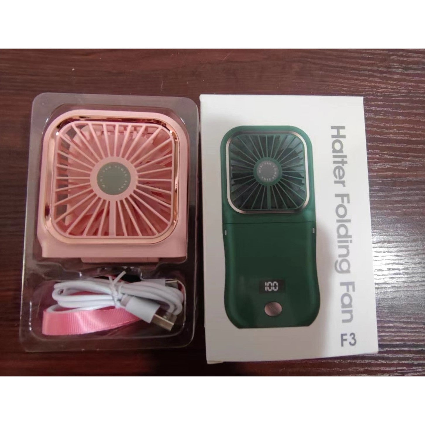 Ventilator Portabil Flippy, 3 in 1, de Mana, de Gat, de Birou, 16.7 x 8 x 1.9 cm, 3 Trepte de Viteza, Incarcare USB, Pliabil, Afisaj Digital, Suport Telefon, Roz-6