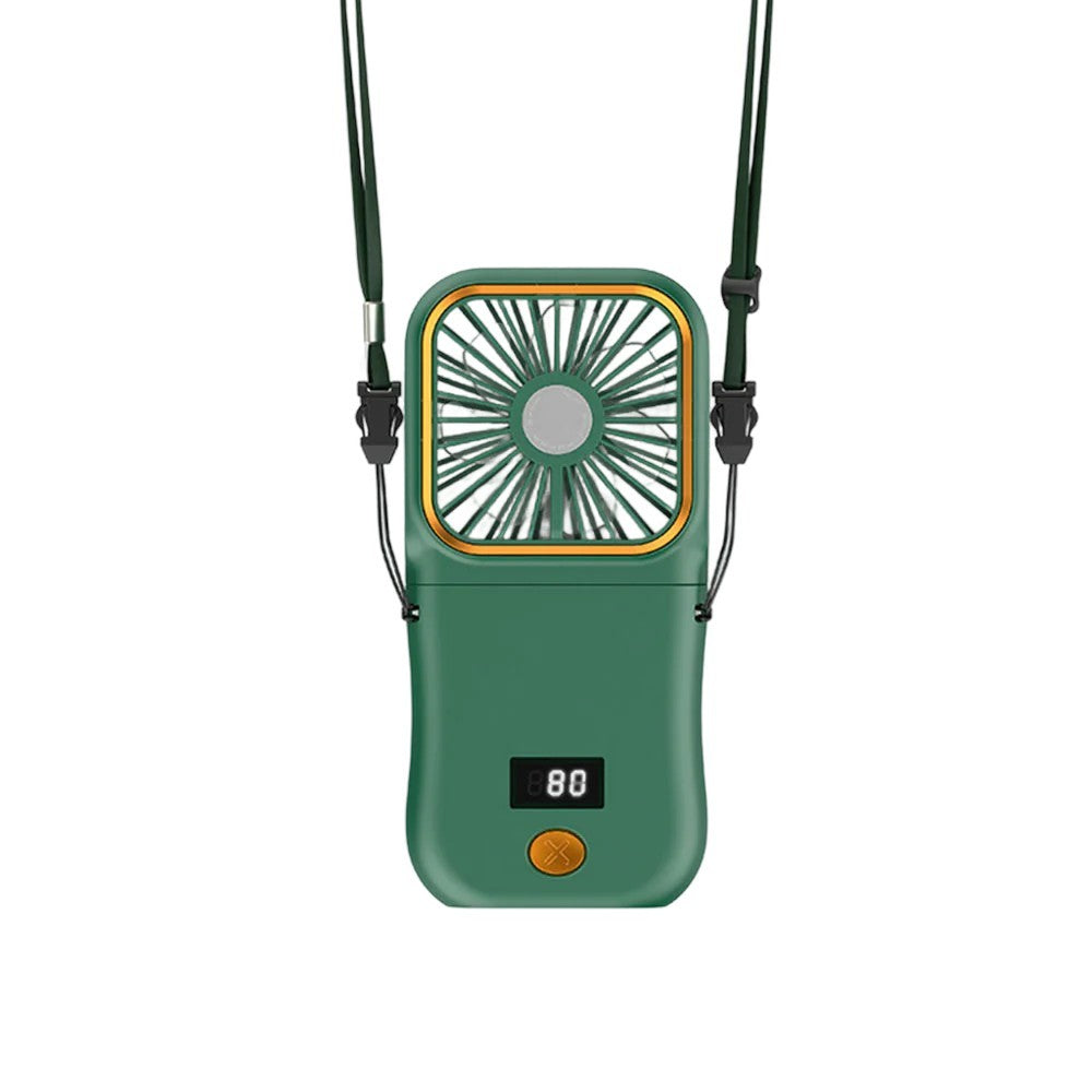 Ventilator Portabil Flippy, 3 in 1, de Mana, de Gat, de Birou, 16.7 x 8 x 1.9 cm, 3 Trepte de Viteza, Incarcare USB, Pliabil, Afisaj Digital, Suport Telefon, Verde-6