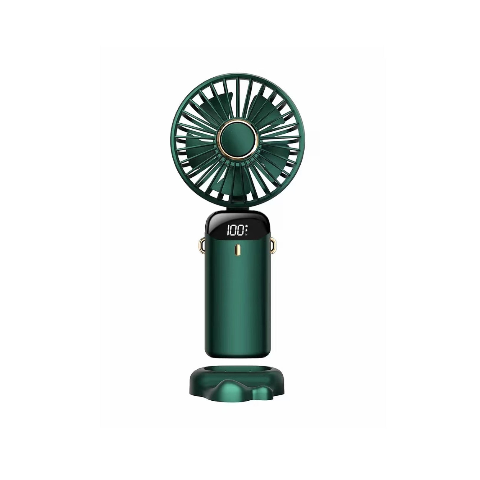 Ventilator Ultra Portabil cu Aromaterapie, Flippy, 3 in 1, de Mana, de Birou, de Gat, 5 Trepte de Viteza, Incarcare USB, Autonomie 12h, Pliabil, cu Ecran LCD, Verde-7