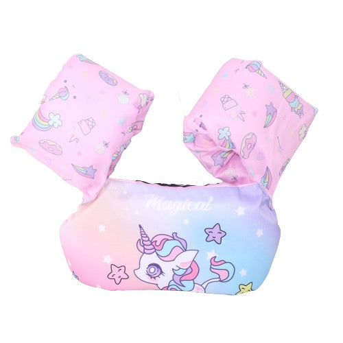 Vesta de salvare pentru copii cu aripioare de inot, Flippy, Mov, Model unicorn-2