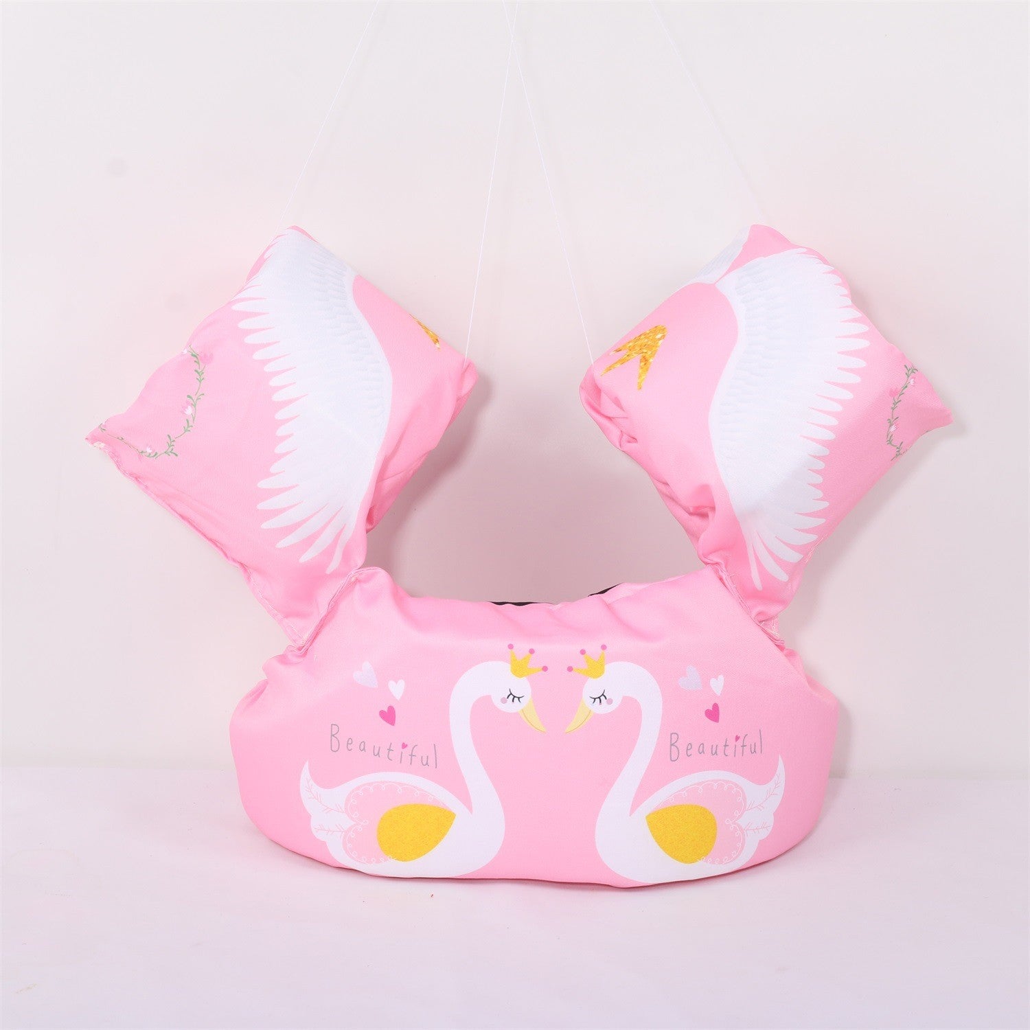 Vesta de salvare pentru copii cu aripioare de inot, Flippy, Roz, Model lebede-2