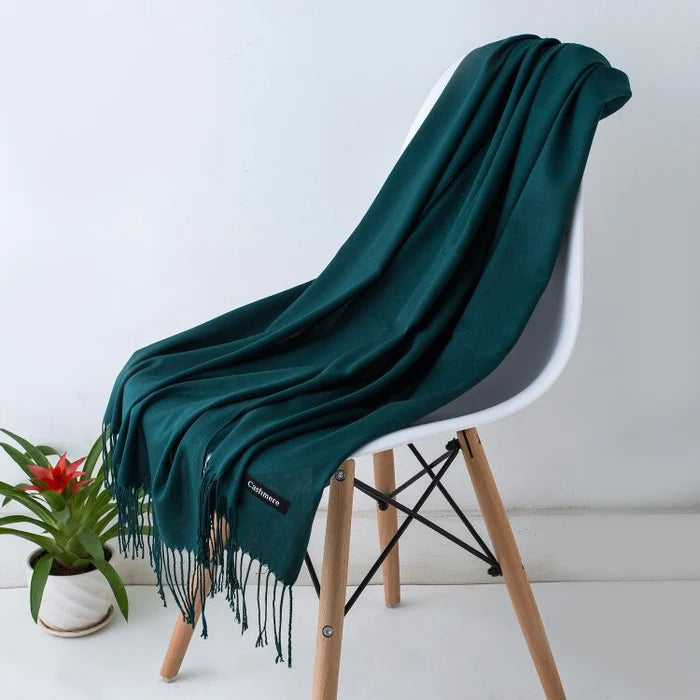 Esarfa din casmir, 190x65 cm - Verde inchis