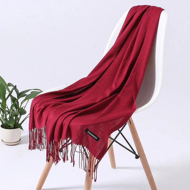 Esarfa din casmir, 190x65 cm- Visiniu