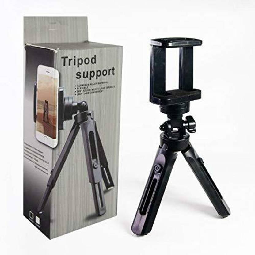 Mini Trepied cu suport pentru telefon / aparat foto / GoPro + selfie stick, negru