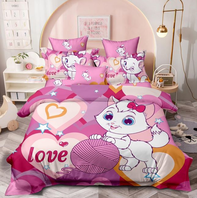 Lenjerie De Pat Finet Premium 6 piese pat 2 persoane - Hello Kitty Love