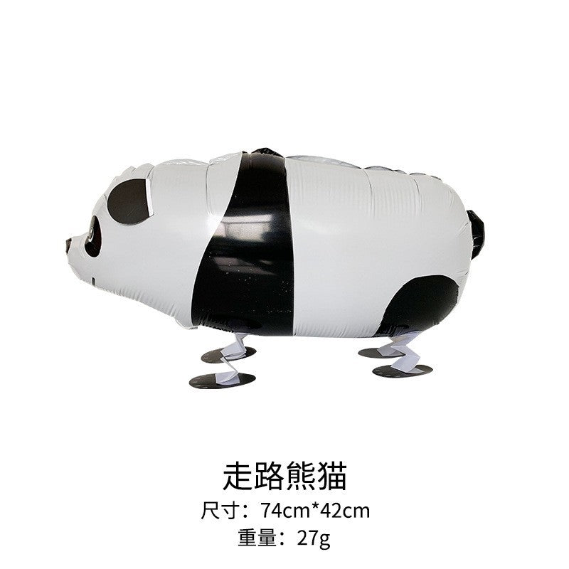 Balon din Folie Metalizata, Flippy, Figurina Animata, Model Panda, 74x42 cm, Ambalaj Individual, Pai Inclus, Umflare cu Aer sau Heliu, Alb-negru-0