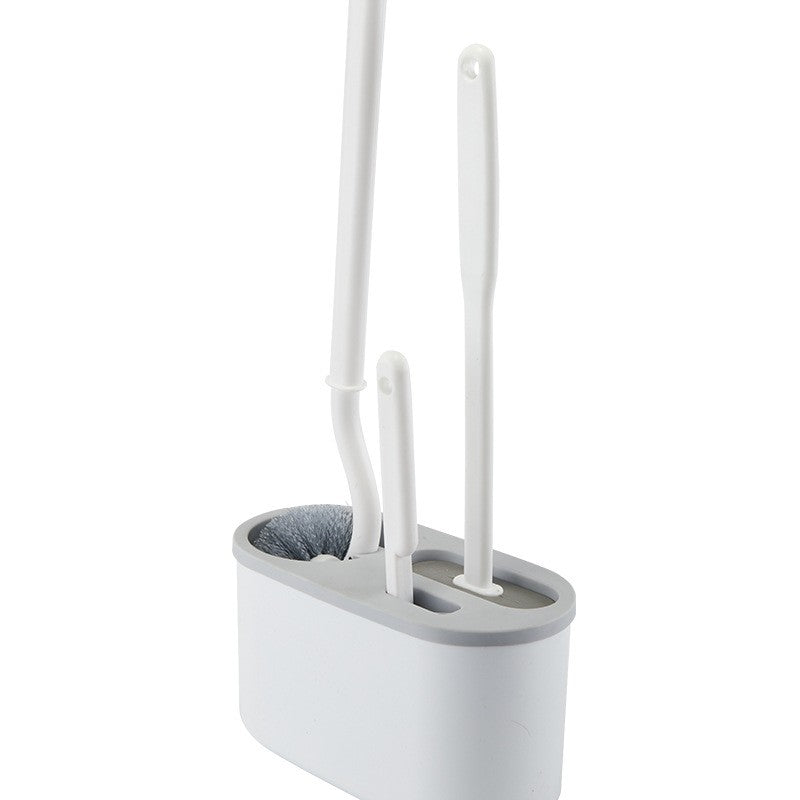 Set 3 Perii pentru Toaleta, Flippy, din Silicon, Perie Zimtata, Cap Flexibil, Suport Adeziv pentru Montarea pe Perete, Curata Orice Tip de Suprafata, Alb-0
