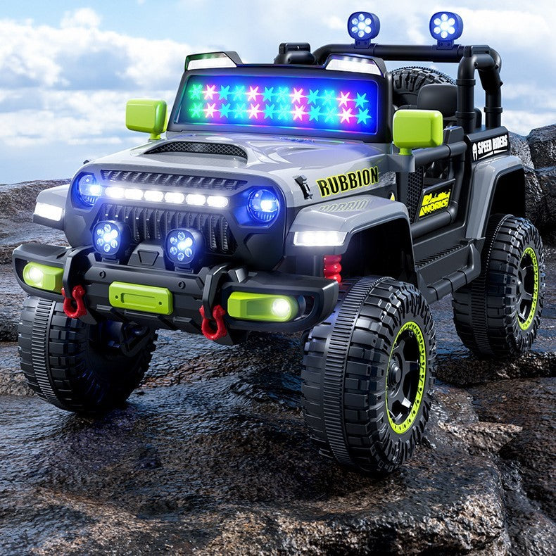 Mașină Electrică pentru Copii, Flippy, Off-Road, Conectare Bluetooth, telecomandă, Tracțiune Integrală, Lumina Intermitenta, Baterie 12V 7Ah, 120x63x68cm, Gri-3