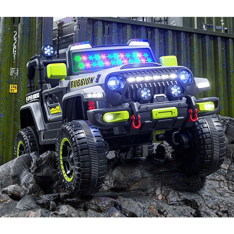 Mașină Electrică pentru Copii, Flippy, Off-Road, Conectare Bluetooth, telecomandă, Tracțiune Integrală, Lumina Intermitenta, Baterie 12V 7Ah, 120x63x68cm, Gri-7